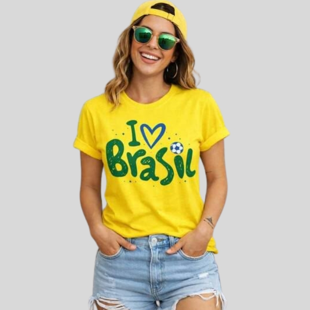 Kit 2 Peças Camiseta + Boné  Unissex Look Copa do Mundo Estiloso Hexa Torcida Selaeção Brasileira