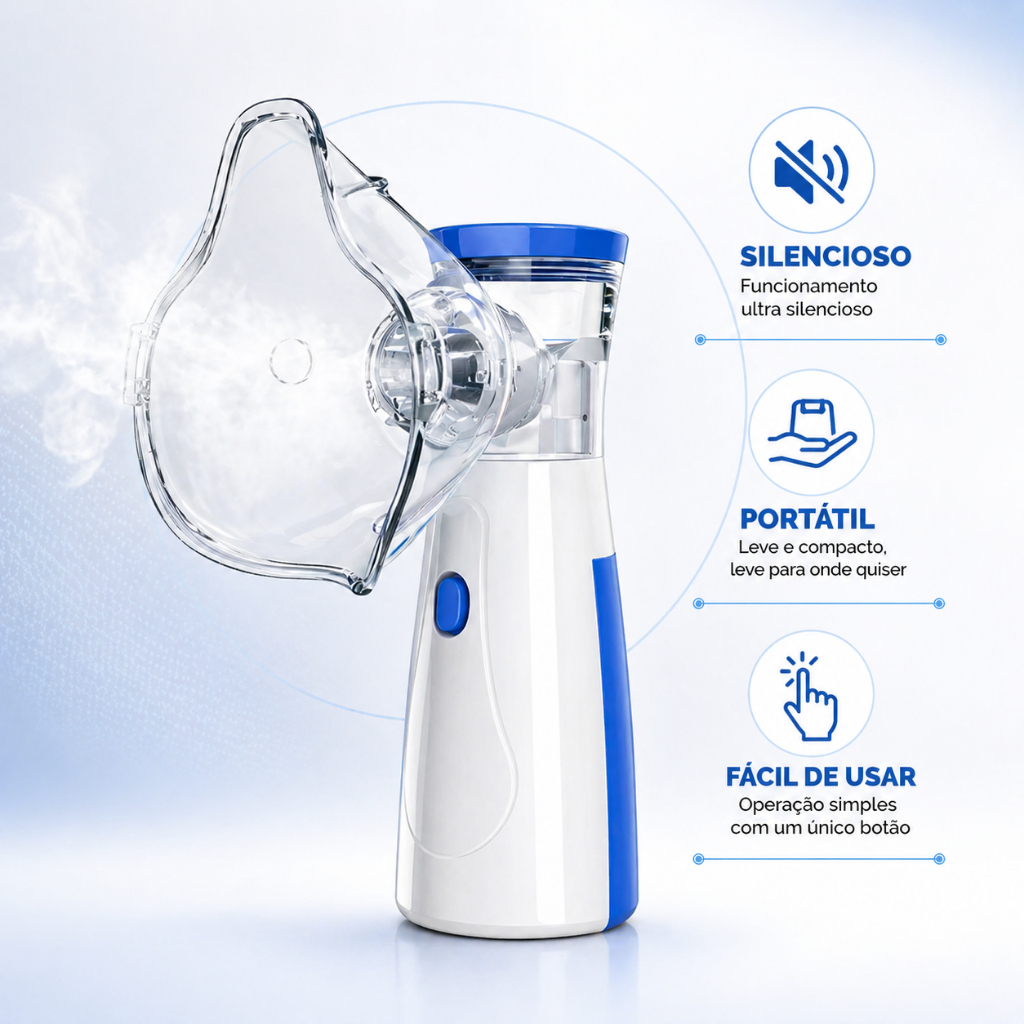 Nebulizador Portátil Silencioso Malha Vibratória Inalador Infantil Adulto USB - ENVIO IMEDIATO