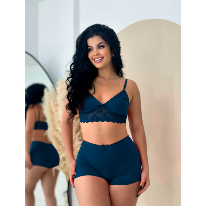 Pijama Top Doll Renda Cores Variadas Short Doll Pijama Feminino Roupa de Dormir Detalhe de Luxo — imagem 2 de 2