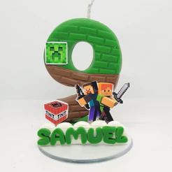 VELA PERSONALIZADA TEMA MINECRAFT VELA DE BISCUIT PARA FESTA DE ANIVERSÁRIO