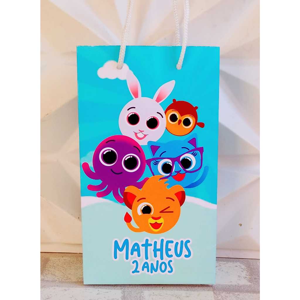 Sacolinha Personalizada BOLOFOFO MENINO Aniversário Infantil Mimos e Lembrancinhas para Festa KIT PEGUE E MONTE