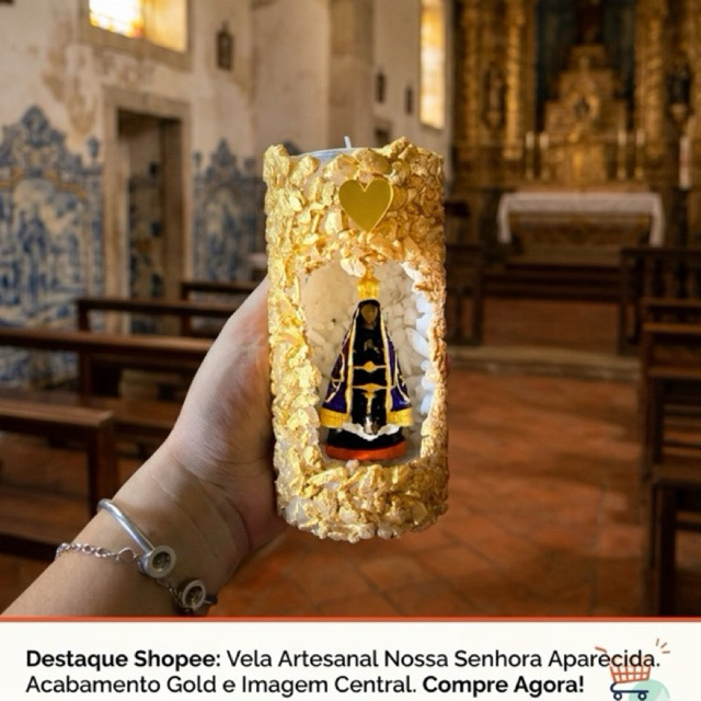 Nossa Senhora Aparecida gruta + refil de vela