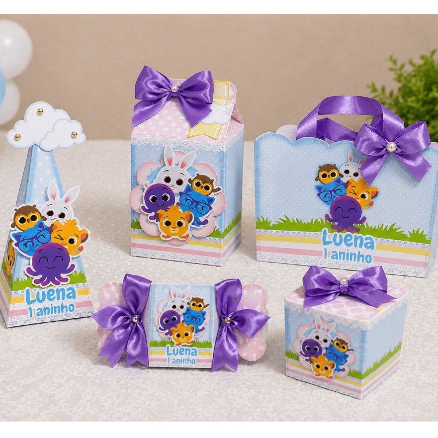 Kit 20 Lembrancinhas Bolofofos Personalizado | Kit Festa Infantil | Aniversário | Caixa Milk | Pirâmide | Caixa Bala