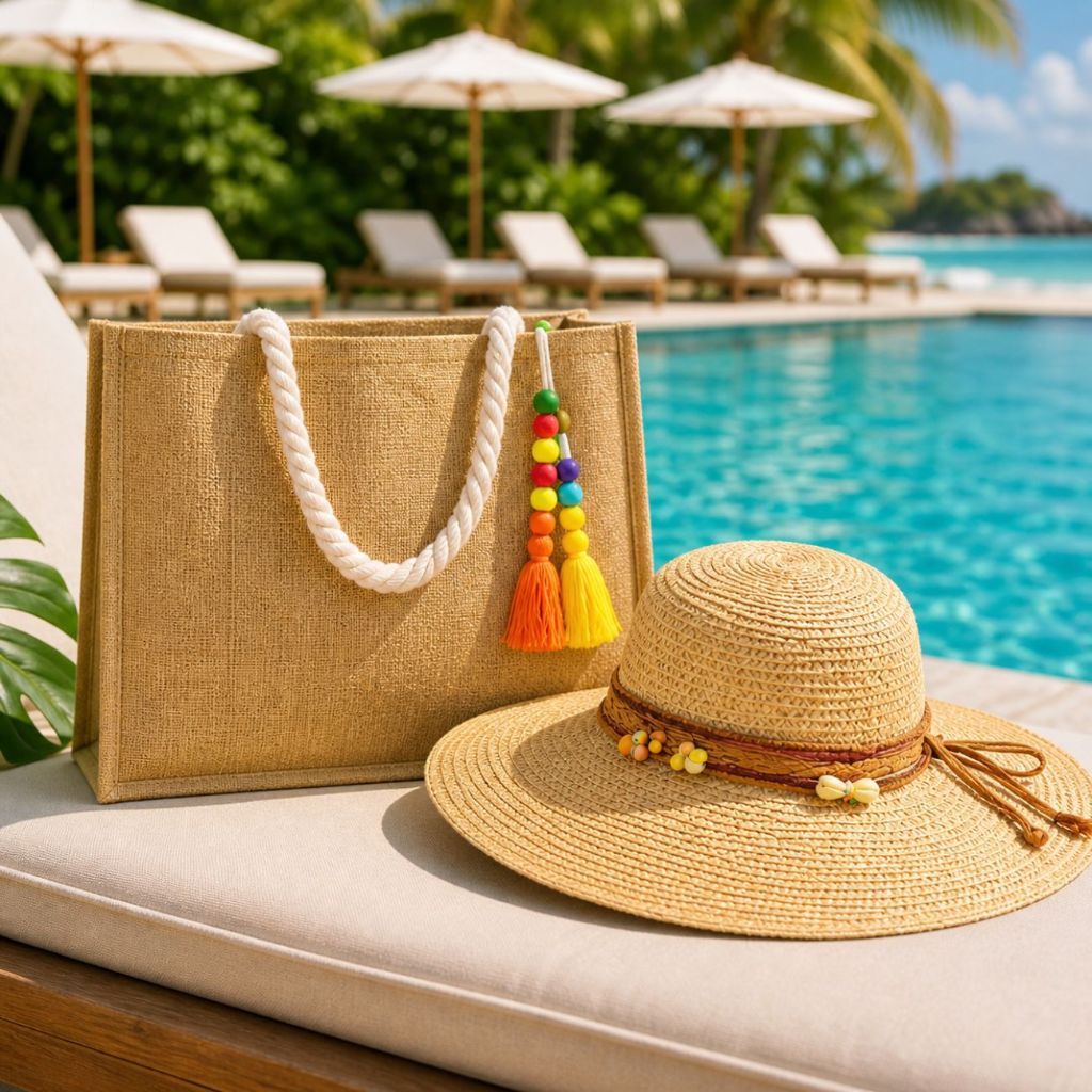 Kit Bolsa Palha Feminina + Chapéu Praia Verão Elegante Casual Viagem Moda Feminina | Envio Imediato