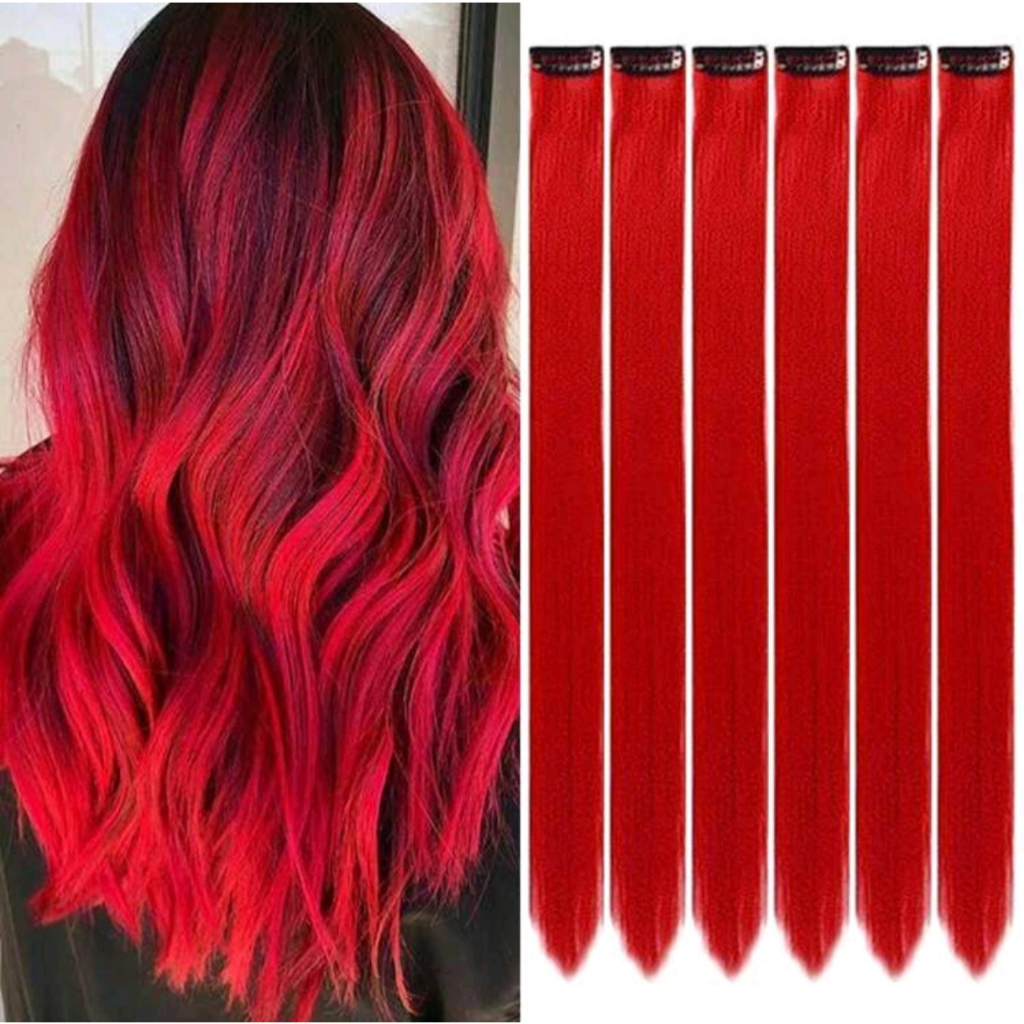 Mechas Vermelha tic tac de fibra orgânica possui 70 cm de comprimento suporta chapinha e babyliss