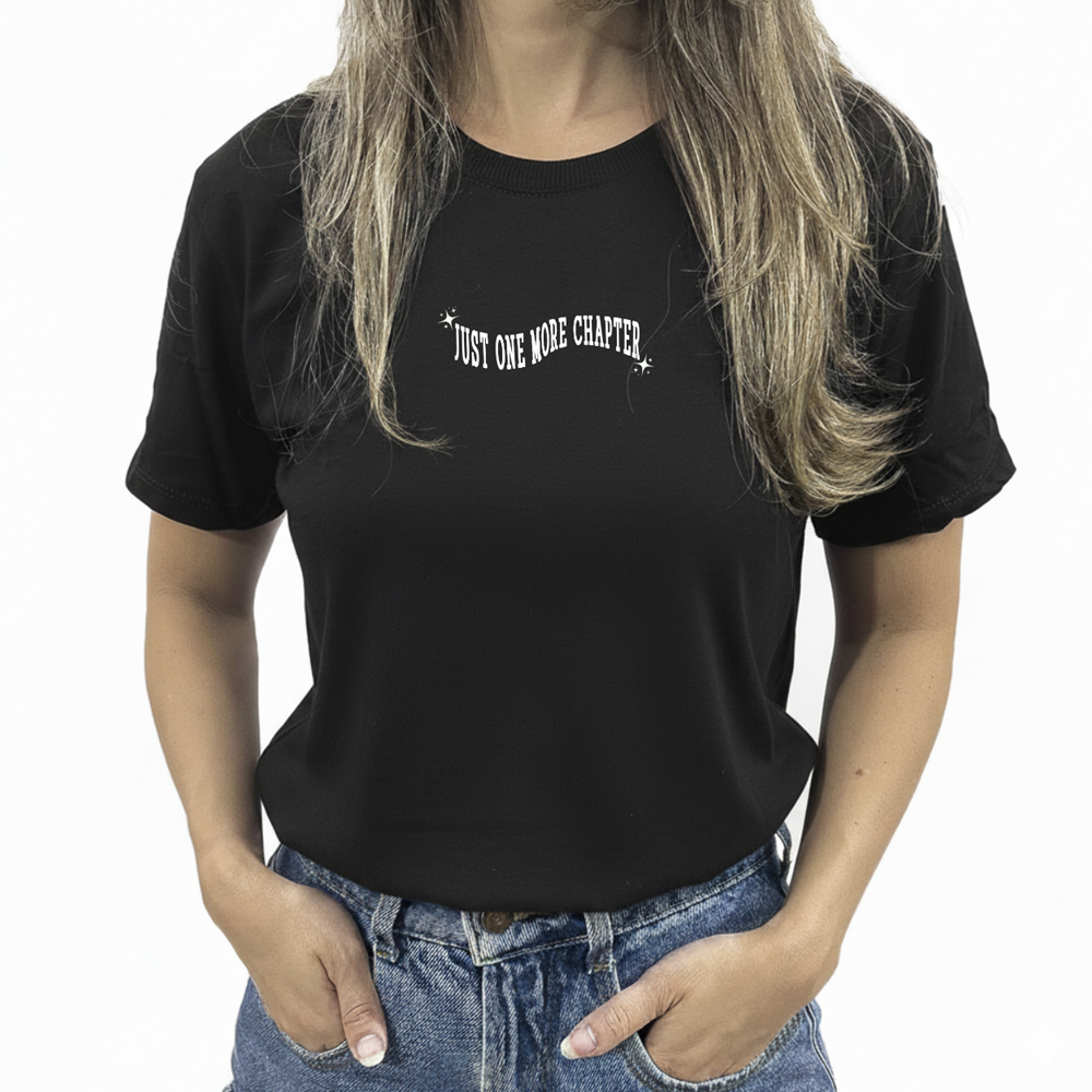 Camiseta "Just one more chapter" top cropped t-shirt booktok leitora romance booklover bookstan off campus briar livro