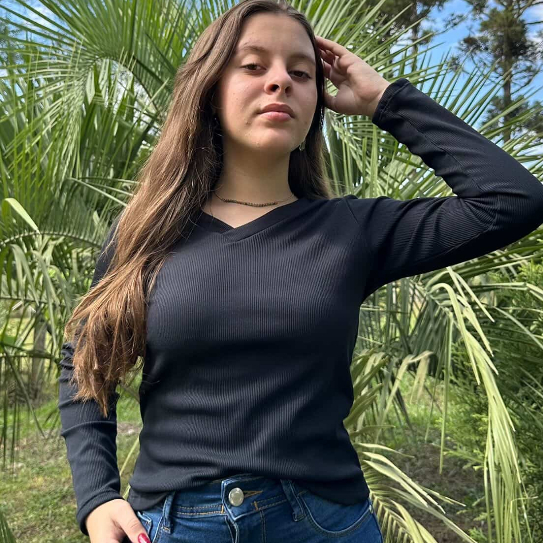 Blusinha Quente Cacharrel Feminina Gola V Ribana Flanelada Manga Longa Térmica Canelada Qualidade Premium Segunda Pele