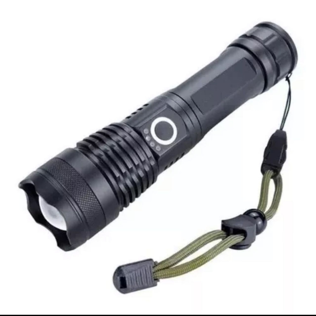 Lanterna Tática P50 T9 Ultra Potente Zoom Ajustável Corpo de Alumínio Recarregável USB Pesca Camping