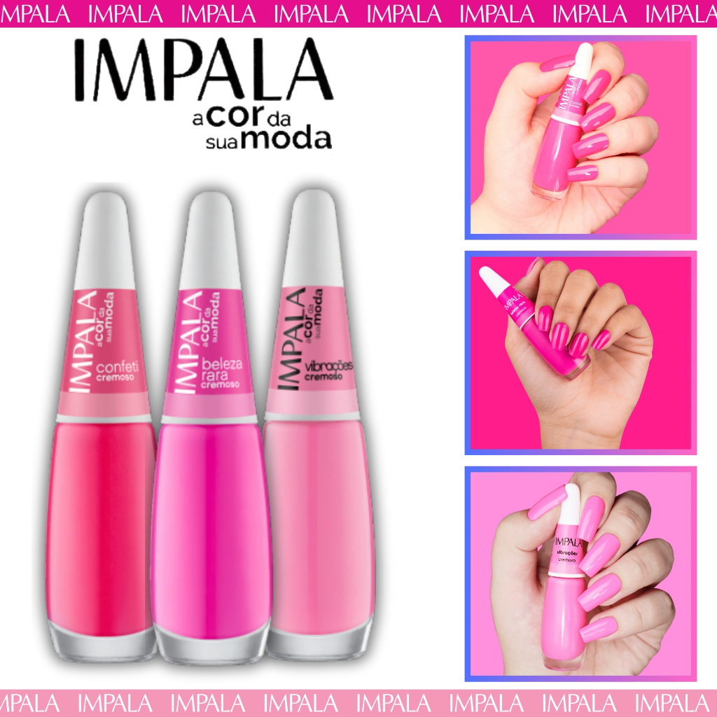 Kit Esmaltes Impala Tons Rosa Cremoso Esmaltes Atacado 7,5ml Manicure Confeti Beleza Rara Vibrações