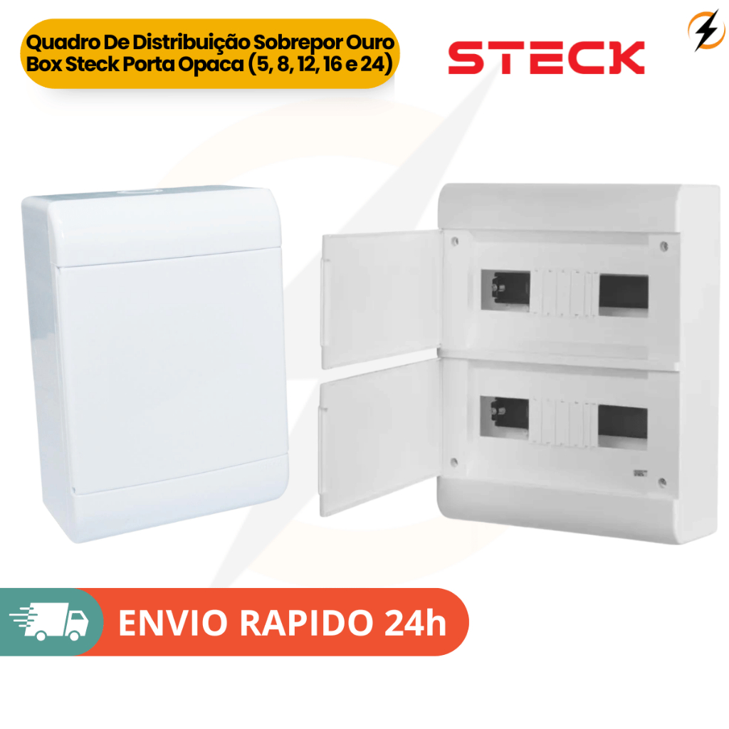 Quadro De Distribuição Sobrepor Ouro Box Steck Porta Opaca (5, 8 e 12)