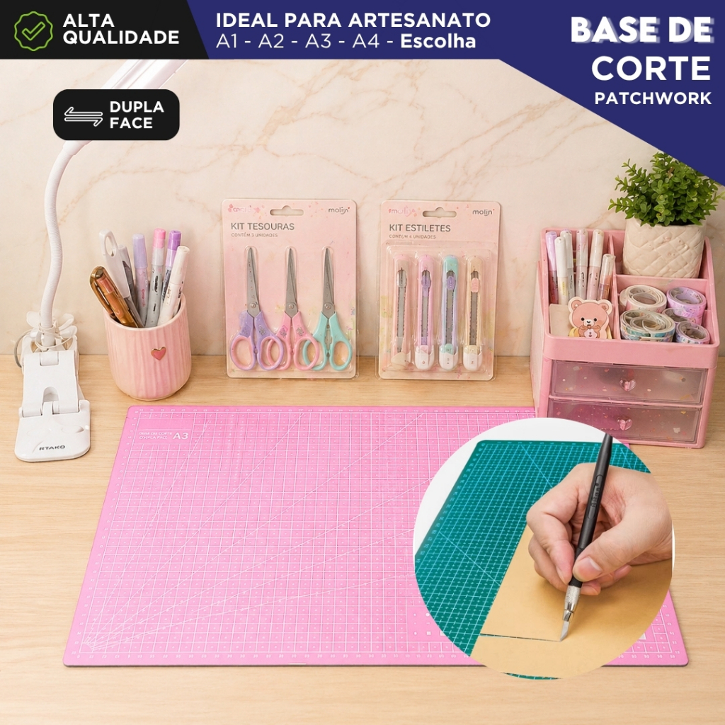 Base de Corte A3 45x30cm Dupla Face Auto Cicatrizante Patchwork Artesanato Profissional - MN