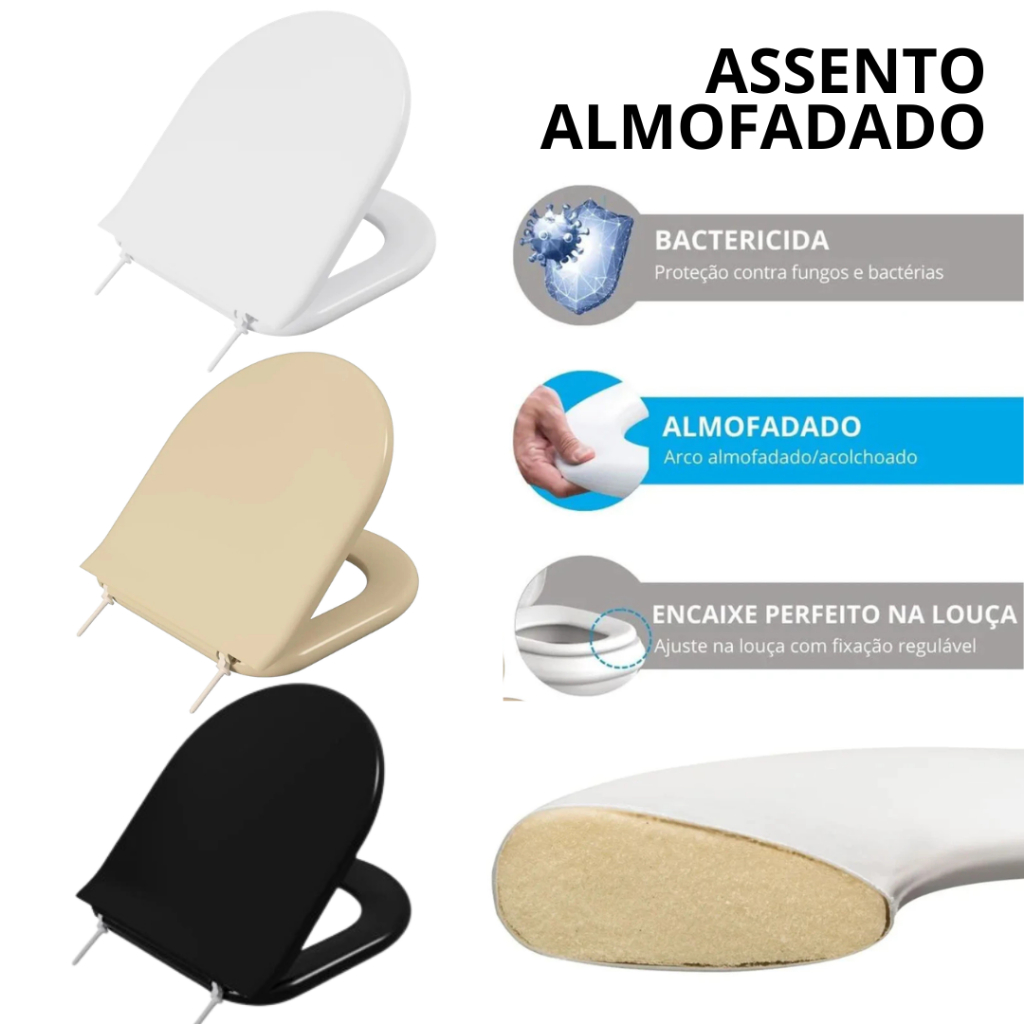 Tampa Assento Sanitário Almofadado Calypso Várias Cores Astra - Original