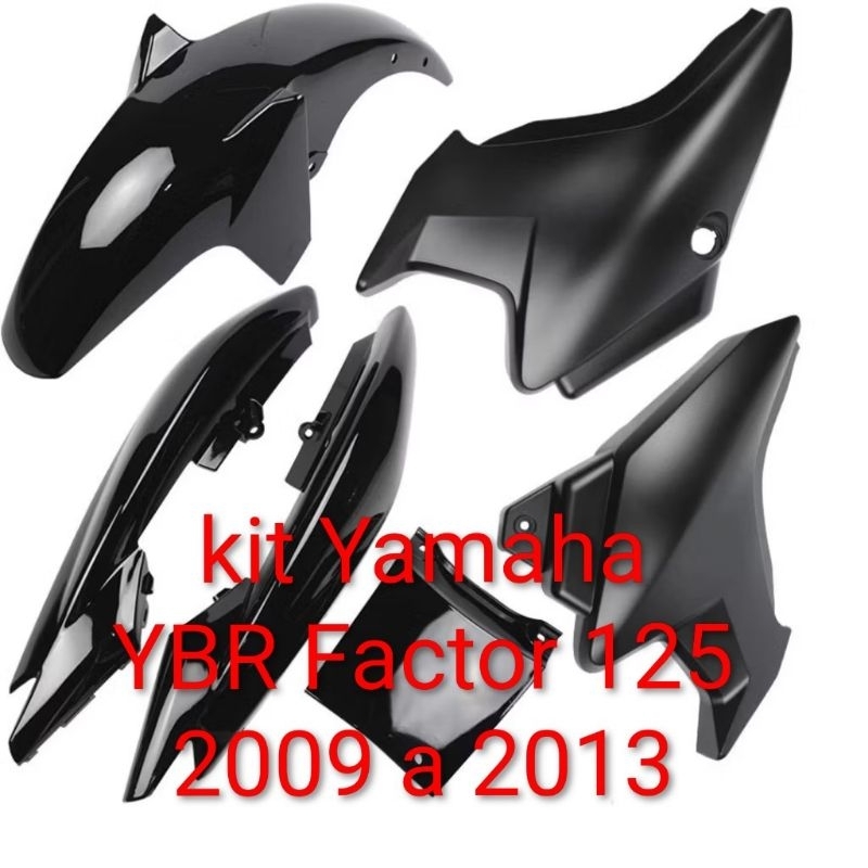 Kit Carenagem Adaptável Moto Yamaha Ybr Factor 125 2009/2013 Preto