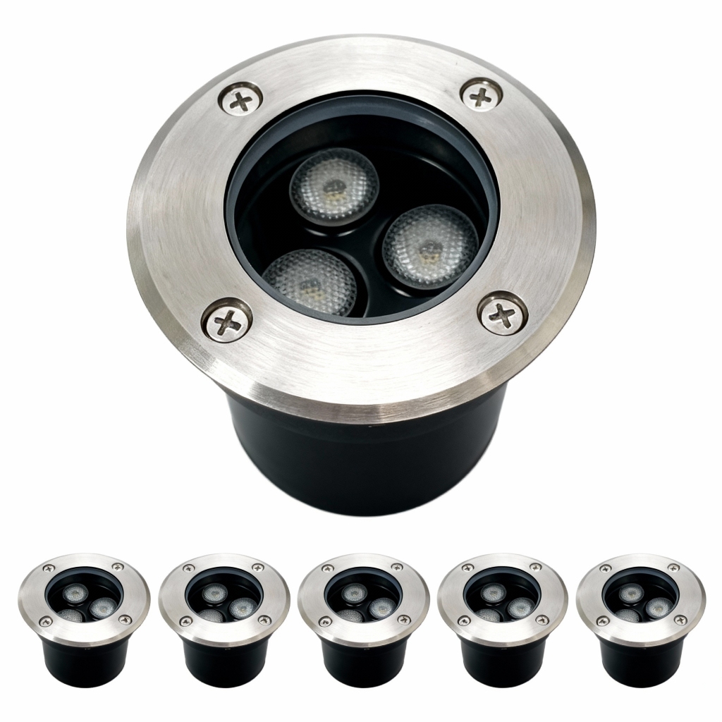 Kit5 Balizador Spot Led Embutir Chão Piso Jardim 3w verde Lâmpada Luminária Bivolt Blindado Prova D'água