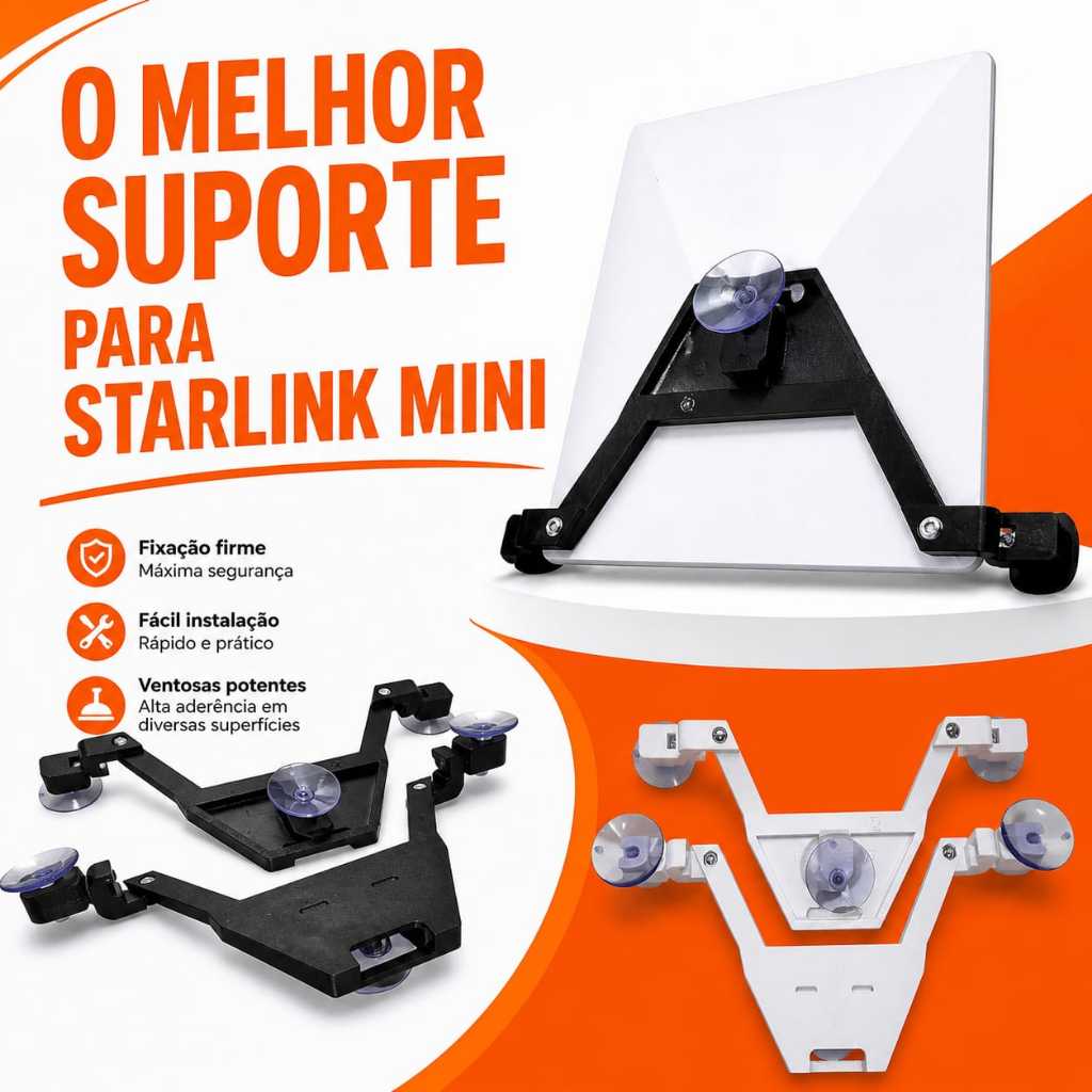 Suporte Para Starlink Mini Com 3 Ventosas Para Painel De todos Os Tipos De Veículo E Anti Multa E Suporte Com 2 Ventosas