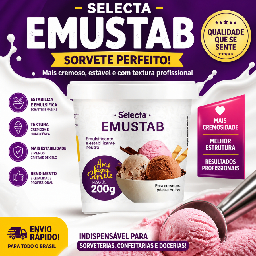Emustab Selecta 200g Original | Emulsificante Para Sorvete Cremoso Profissional