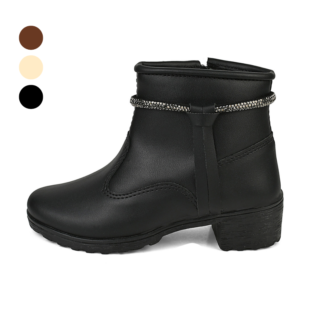 Bota Coturno Feminino Infantil Menina Ankle Boot Salto e Strass Lulopé