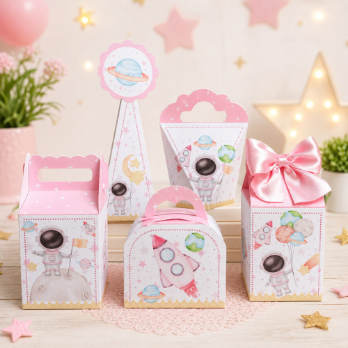 PERSONALIZADOS DA ASTRONAUTA ROSA-CAIXINHAS PERSONALIZADAS PEGUE E MONTE- LEMBRACINHA-FESTA INFANTIL