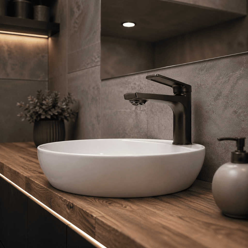 Torneira Monocomando Banheiro Lavabo Inox Misturador Alta Qualidade Bica Baixa Preta V115 Vimer