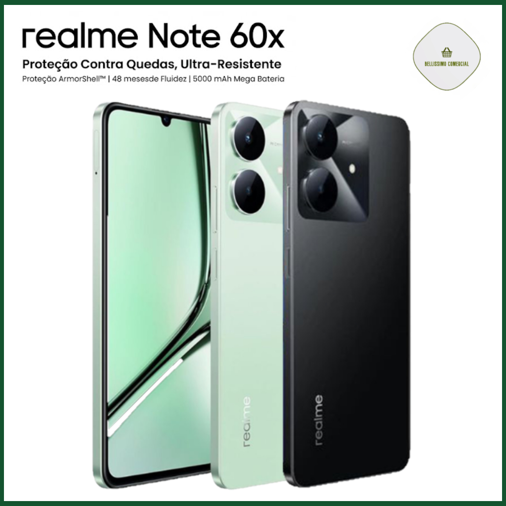 Celular Realme Note 60X 4G 128GB + 4GB RAM / 64GB + 3GB RAM 5000mAh câmera IA 8mp IP54