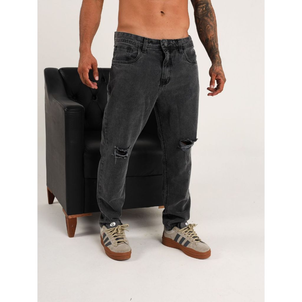 Calça Balão Jeans Oversized Street Marmorizada Vintage a Pronta Entrega