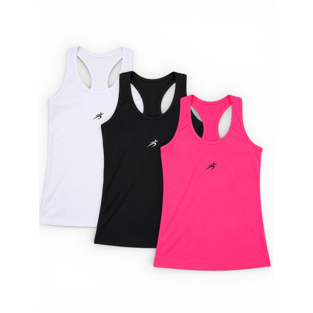 Kit 3 Regatas Femininas Nadadora Dry Fit Proteção UV Tecido Leve Anti Odor