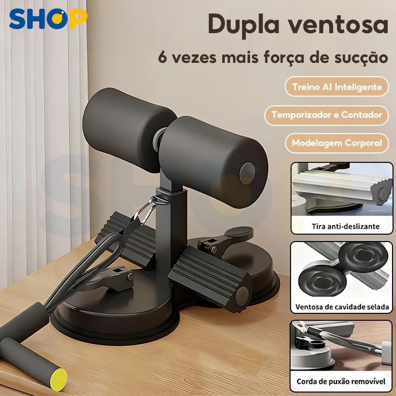 Aparelho Auxiliar de Abdominal com Ventosa | Ajuste de 3 Níveis, Protege Abdômen e Joelhos para Casa e Academia-V2
