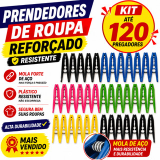 Prendedor de roupa até 120 unidades pregador reforçado de roupa