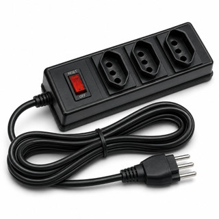 Extensão Elétrica 3 Tomadas com Interruptor Liga/Desliga e Cabo Reforçado Proteção Curto Alta Potencia Bivolt