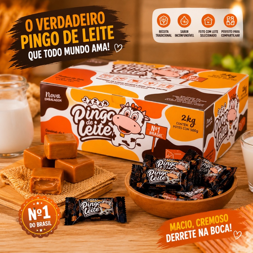 Doce de leite Pingo de leite caixa de 2 kilos- Jazam Original
