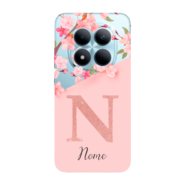 Capinha para Xiaomi RedMi Note 15 Pro 5G Anti Impacto Personalizada - Delicate Flowers Rosa com nome e inicial