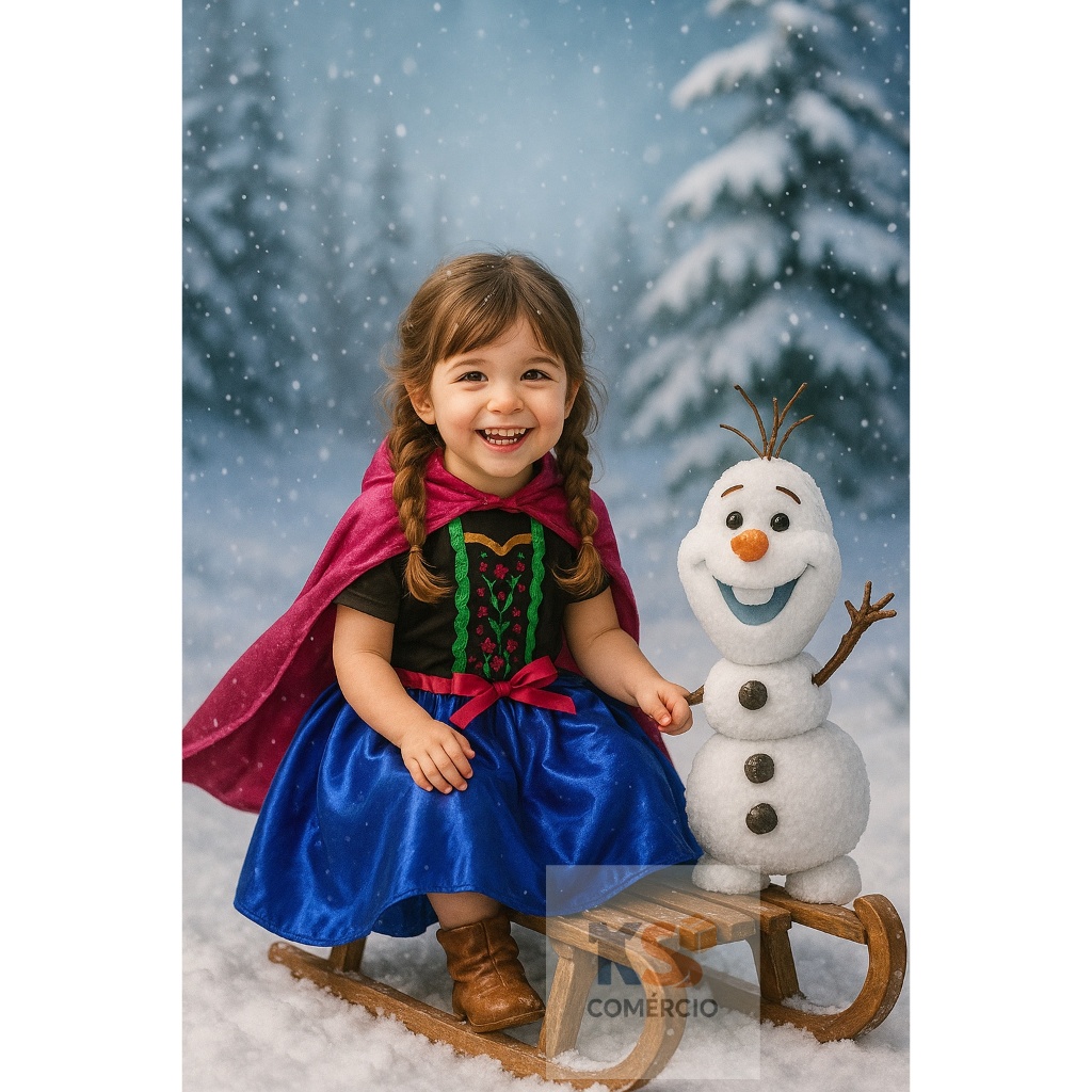Fantasia Infantil Anna Frozen com Capa – Vestido Princesa (2 a 8 Anos) | Pronta Entrega