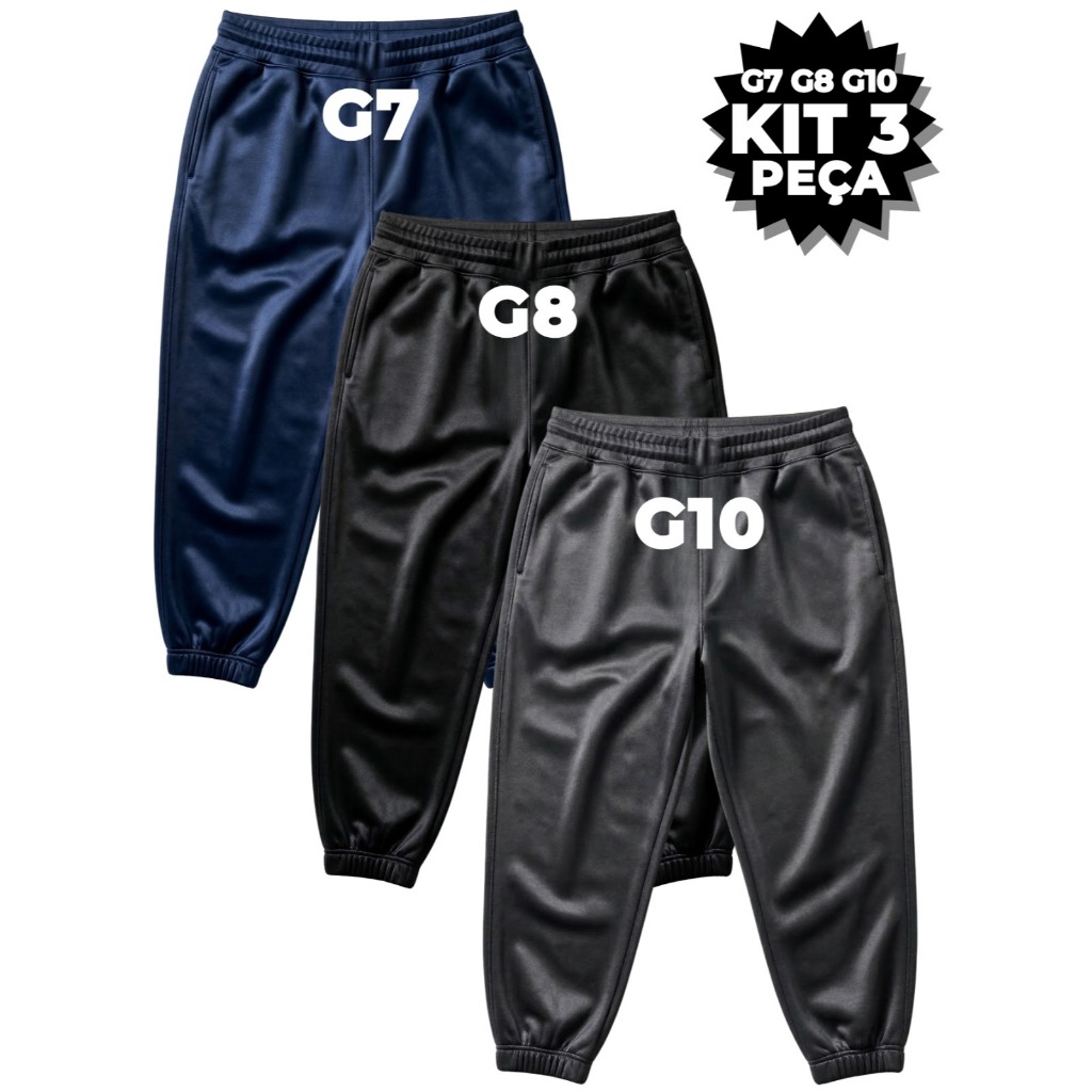 Kit 3 Calça Moletom Plus Size Masculina G7 - G8 - G10