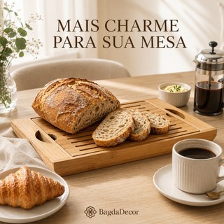 Tábua Migalheira Bambu 36cm 🍞 Corte de Pães, Servir Petiscos e Bandeja Multiuso Premium