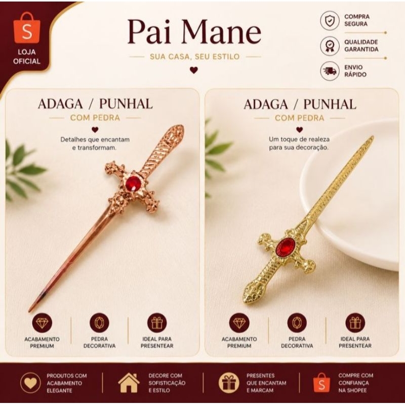 Adaga / Punhal com Pedra -  Ciganos / Pomba Gira