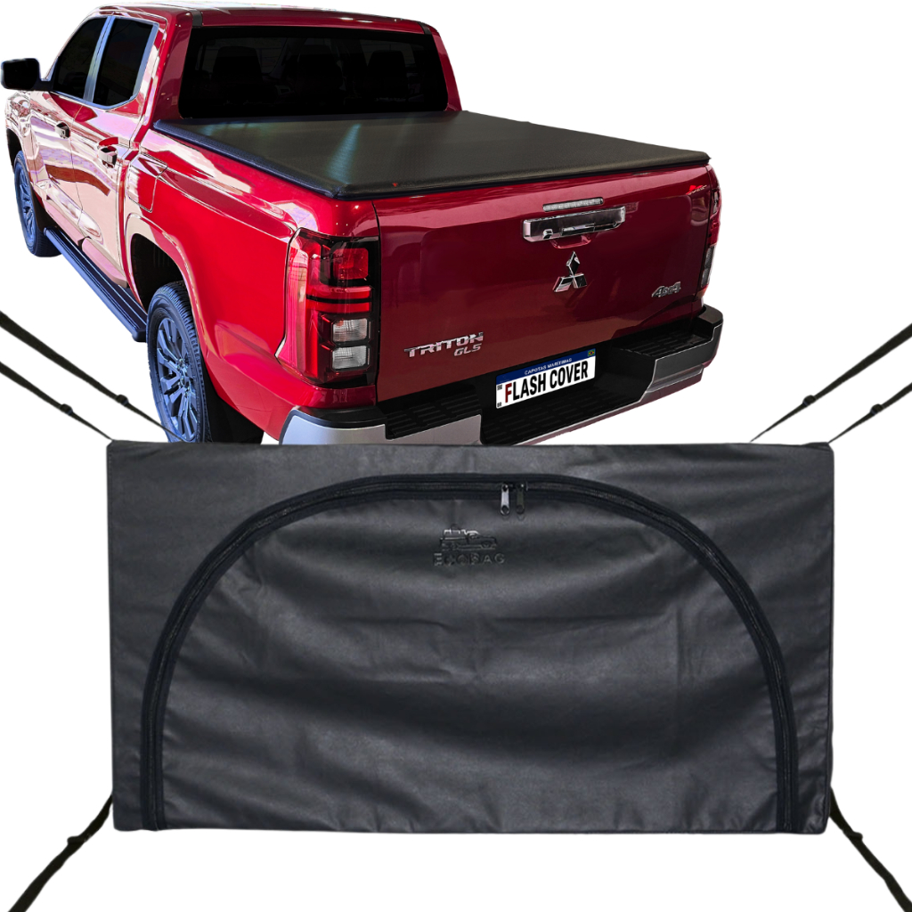 Bolsa Carroceria Caçamba Ecobag Flash Cover Nova Triton 2025 2026 Em Diante Protege Sua Carga 378L Com Ziper Preto