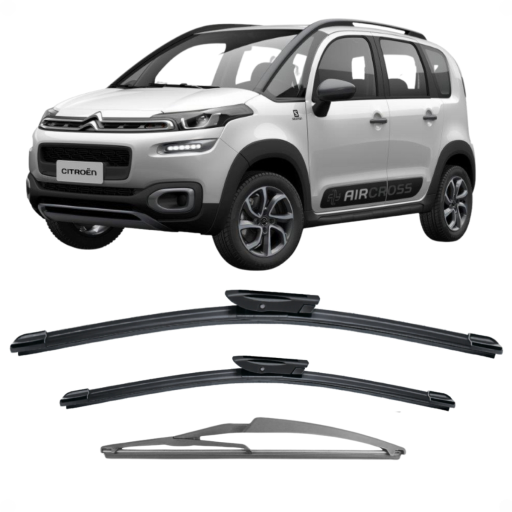 Kit PalhetasAircross 2016 A 2022 Limpador Parabrisa Dianteiro Traseiro