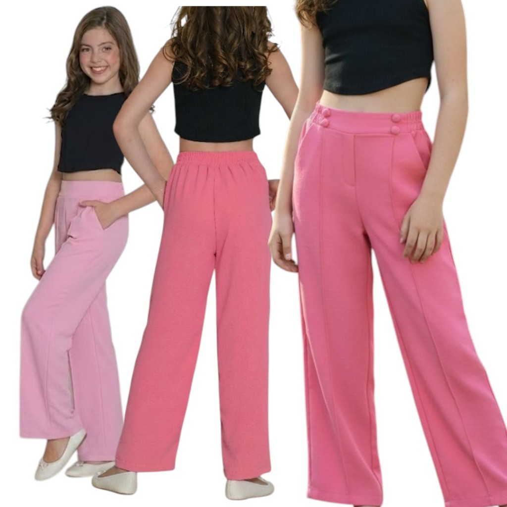 Calça Pantalona Juvenil Elegante Tecido Duna Não Amassa – Look Casual Perfeito para menina