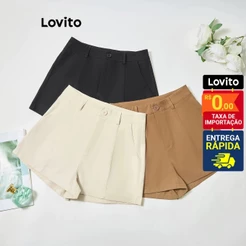 Lovito Shorts Feminino Curto Liso Alfaiataria BRSTNS43EX028