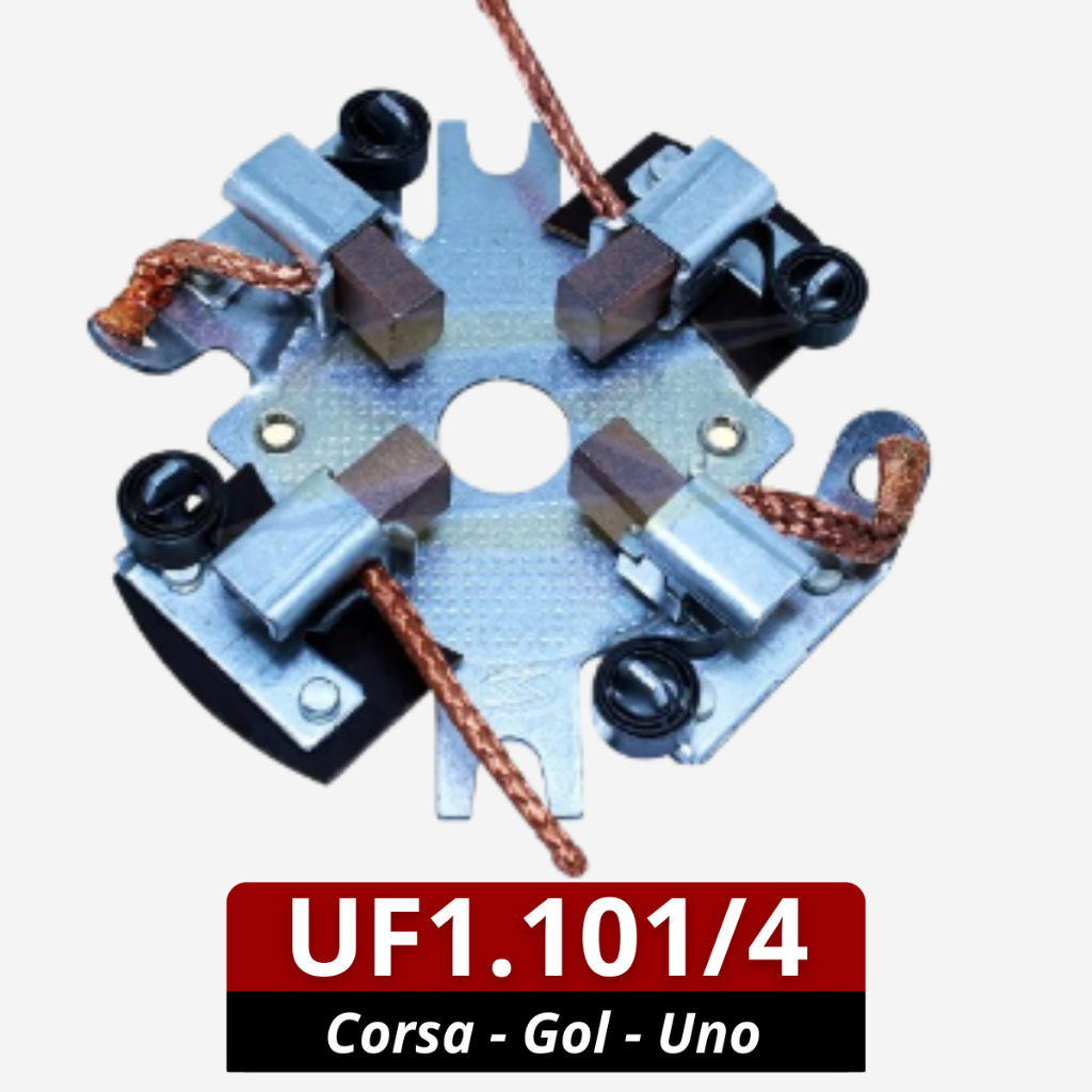 Porta Escova Motor de Partida Bosch 12V Corsa Gol Uno Escova Arranque VW GM Fiat UF1.101/4
