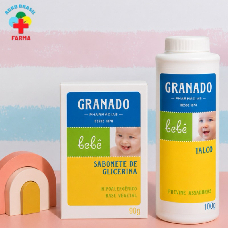 Granado Bebê Kit Talco Infantil 100g + Sabonete Glicerina 90g Hipoalergênico