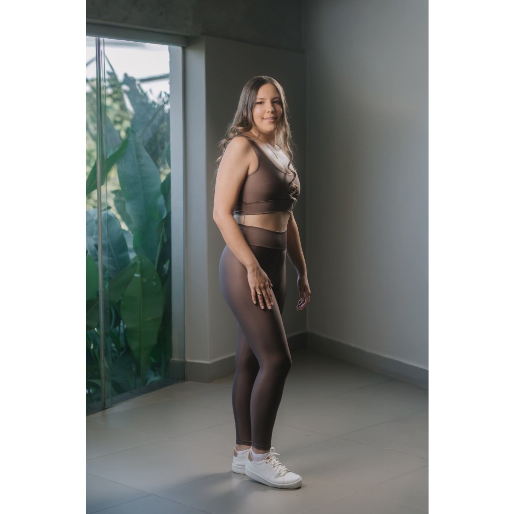 Conjunto Academia Feminino Cintura Alta Levanta Bumbum Sem Transparência Top + Calça Fitness