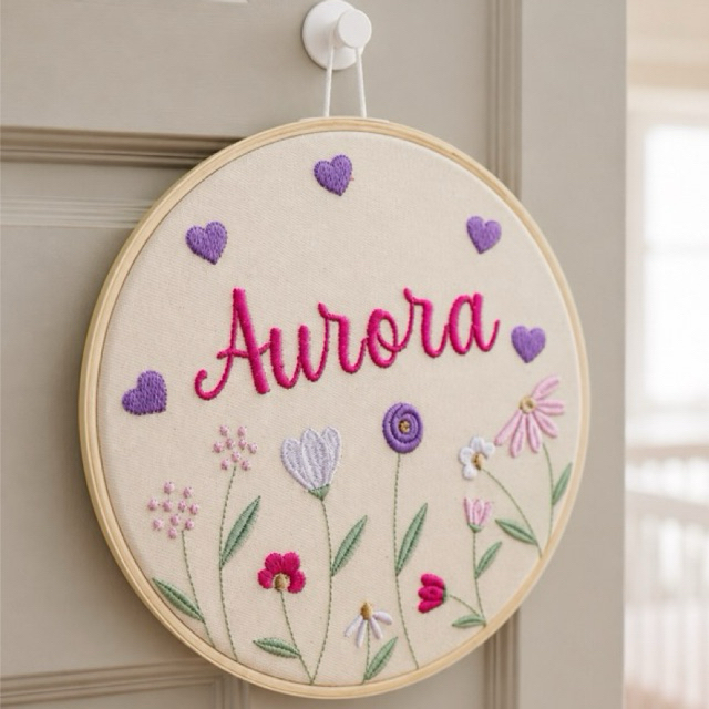 Enfeite Porta Maternidade Jardim Personalizado Nome do Bebê Bastidor Madeira ou Plástico