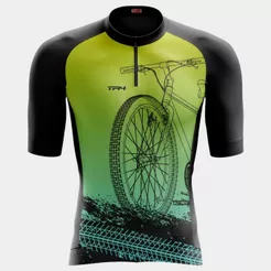 Camisa Camiseta Ciclismo Manga Curta Masculina Proteção UV Bike Roda Verde