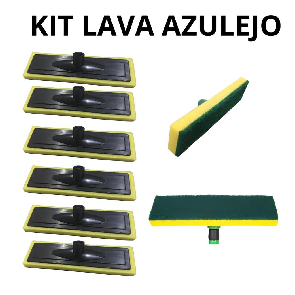 Kit Esfregão Lava Azulejo Esponja Abrasiva Limpa Piso Rodo Refil  Limpa Piso Porcelanato Chão