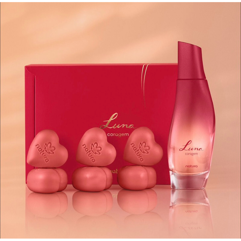 Kit Natura Luna Coragem perfume + caixa sabonetes de coração