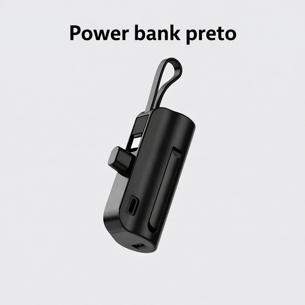 Power Bank Mini 10000mAh para Viagens: Recarga Sem Fio e Cabo (iPhone e Tipo-C) 2em1