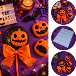 1~10 FORMA SIMPLES ABÓBORA 9431 (i9) EM ACETATO BWB PARA DOCES DE CHOCOLATE DIA DAS BRUXAS HALLOWEEN (CHOCO)