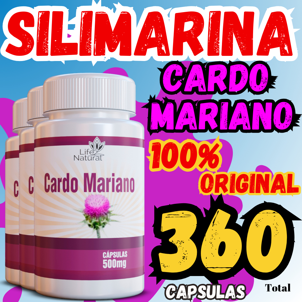 Cardo Mariano ORIGINAL 100% PURO - SILIMARINO 120 Capsulas 500mg silimarina fígado