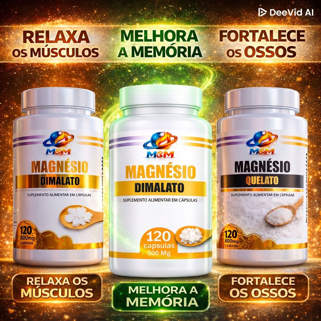 Magnésio Dimalato - Magnésio Quelato e Magnésio L-Treonato treonina todos 120 capsulas cada
